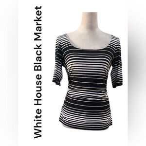 💖WHBM Black and White Striped 3/4 Length Sleeve Shirt | Size S